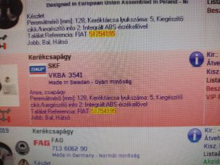 bontott ALFA ROMEO 166 Kerékcsapágy