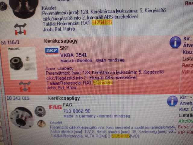 bontott ALFA ROMEO 166 Kerékcsapágy