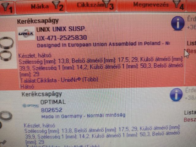 bontott ALFA ROMEO 33 Kerékcsapágy