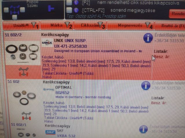 bontott ALFA ROMEO 33 Kerékcsapágy