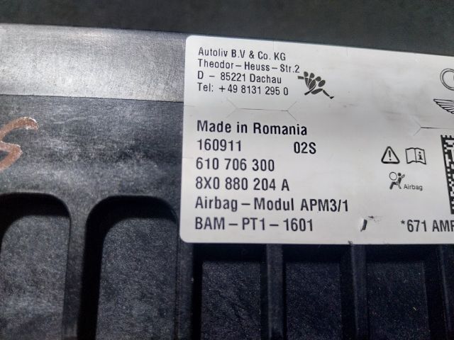 bontott AUDI A1 Utasoldali Légzsák