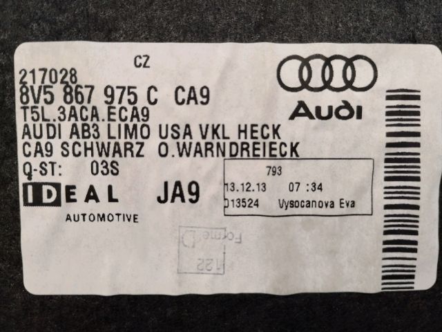 bontott AUDI A3 Csomagtér Kárpit