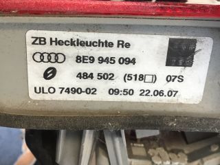 bontott AUDI A4 B6 Jobb Hátsó Lámpa