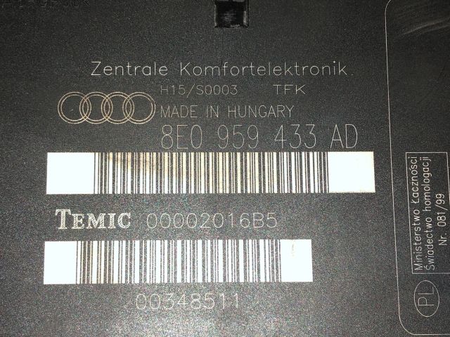 bontott AUDI A4 B6 Komfort Elektronika