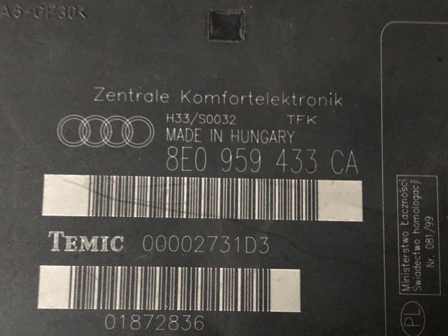 bontott AUDI A4 B6 Komfort Elektronika
