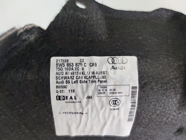 bontott AUDI A4 B9 Bal hátsó Csomagtér Burkolat (Műanyag)