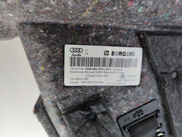 bontott AUDI A4 B9 Bal hátsó Csomagtér Burkolat (Műanyag)