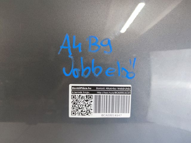 bontott AUDI A4 B9 Jobb első Ajtó (Üres lemez)
