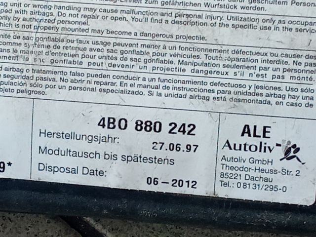 bontott AUDI A6 C5 Jobb Oldallégzsák