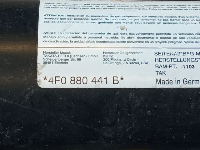 bontott AUDI A6 C6 Bal Oldallégzsák