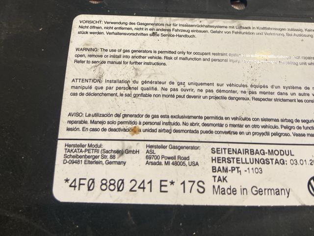 bontott AUDI A6 C6 Bal Oldallégzsák