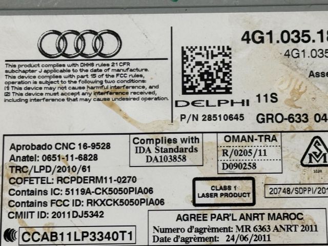 bontott AUDI A6 C7 Multimédia Vezérlő