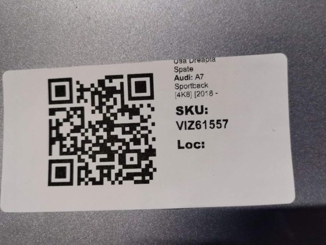 bontott AUDI A7 Jobb hátsó Ajtó (Üres lemez)