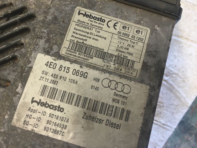 bontott AUDI A8 Állófűtés (Részeivel)