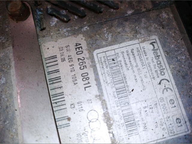 bontott AUDI A8 Állófűtés (Részeivel)