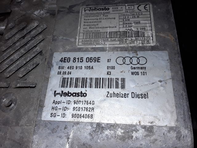 bontott AUDI A8 Állófűtés (Részeivel)