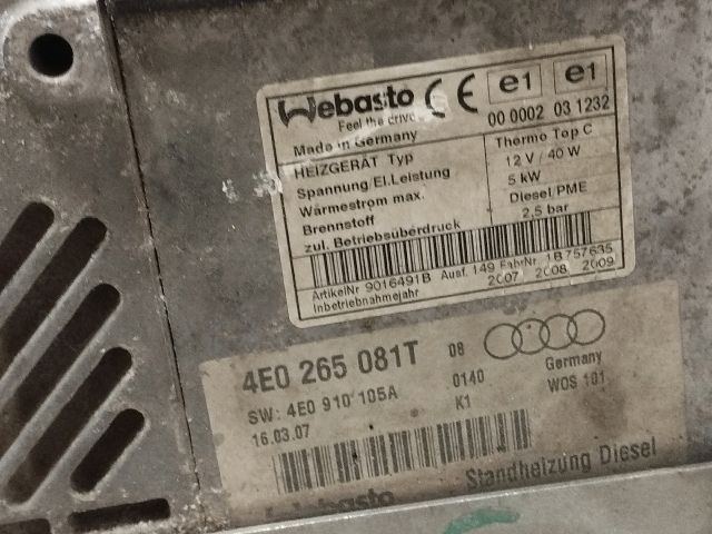 bontott AUDI A8 Állófűtés (Részeivel)