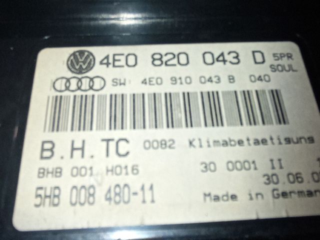 bontott AUDI A8 Fűtéskapcsoló (digit klímás)