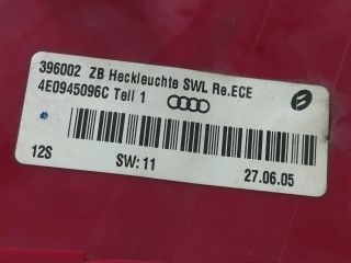 bontott AUDI A8 Jobb Külső Hátsó Lámpa