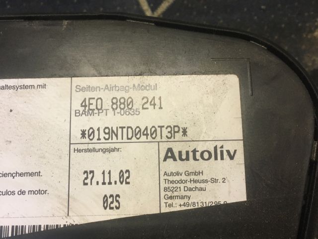 bontott AUDI A8 Utasoldali Légzsák