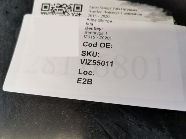 bontott BENTLEY BENTAYGA Bal első Sárvédő