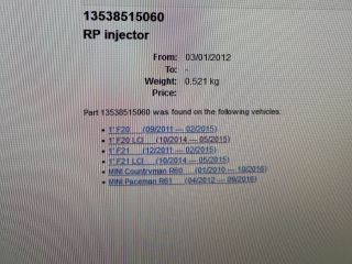 bontott BMW 1 Porlasztó (1 db)