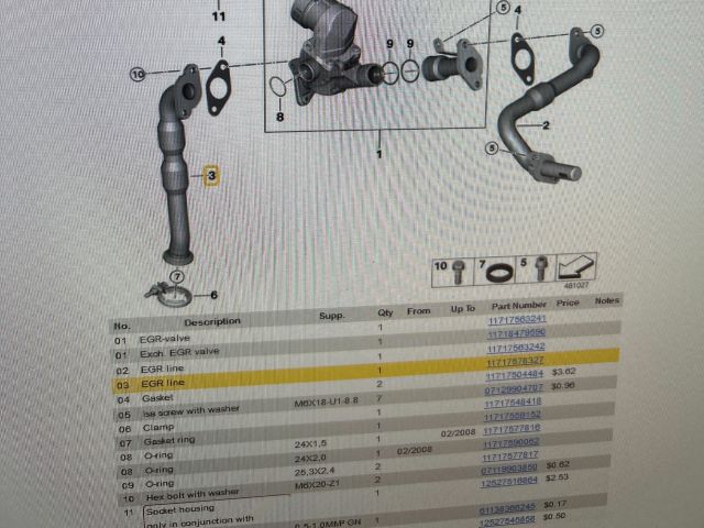 bontott BMW 1 EGR Hűtő Cső