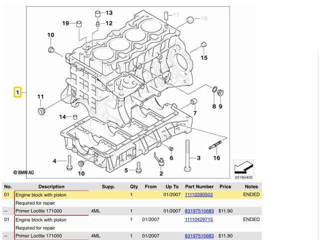 bontott BMW 1 Motor (Fűzött blokk hengerfejjel)