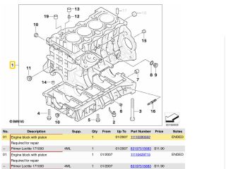 bontott BMW 1 Motor (Fűzött blokk hengerfejjel)
