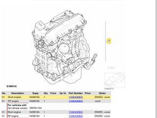bontott BMW 1 Motor (Fűzött blokk hengerfejjel)