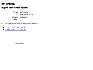 bontott BMW 1 Motor (Fűzött blokk hengerfejjel)