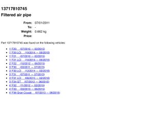 bontott BMW 1 Légbeömlő Cső