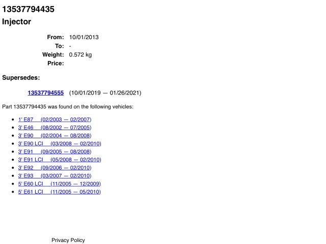 bontott BMW 1 Porlasztó Sor / Híd