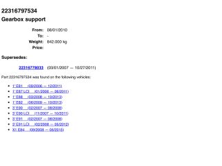 bontott BMW 1 Váltó Tartó Bak (Pozíciófüggetlen)