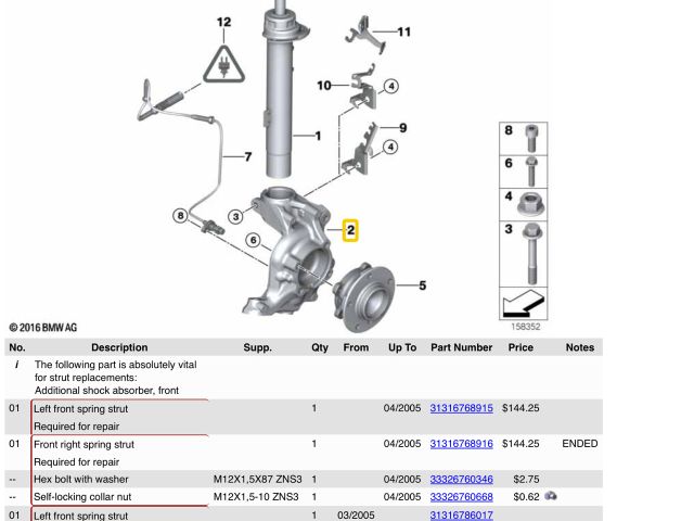 bontott BMW 1 Bal első Csonkállvány Kerékaggyal