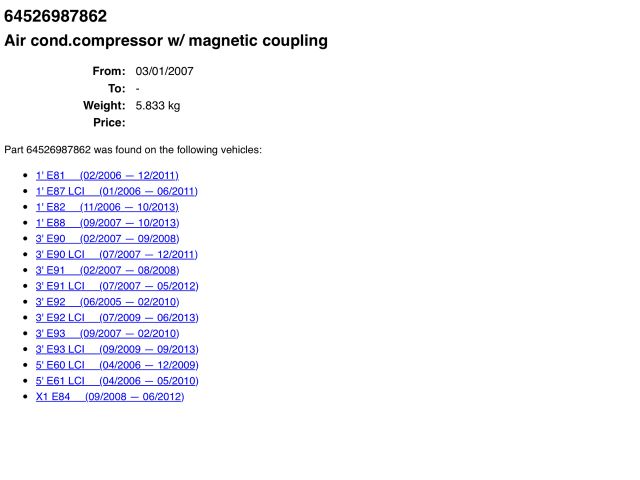 bontott BMW 1 Klímakompresszor