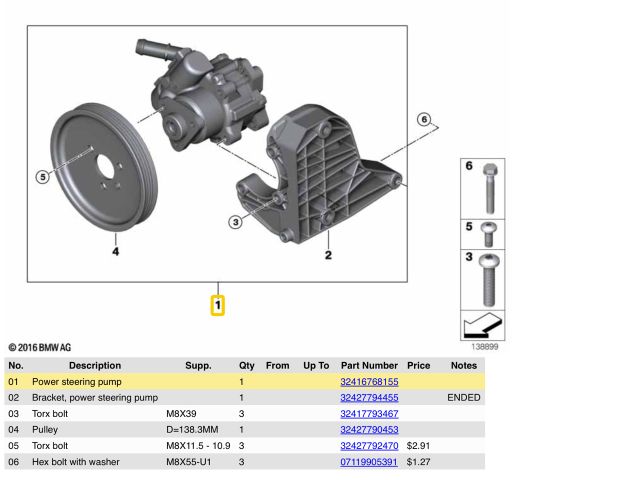 bontott BMW 1 Kormányszervó Motor (Hidraulikus)