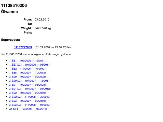 bontott BMW 1 Olajteknő