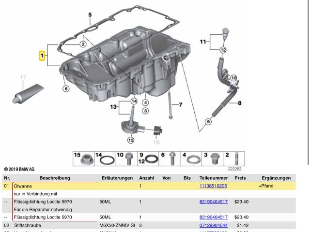 bontott BMW 1 Olajteknő