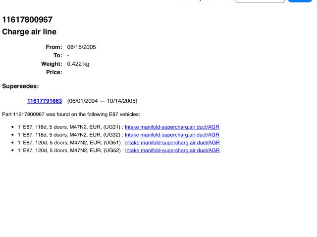 bontott BMW 1 Turbócső