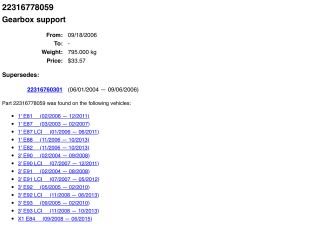 bontott BMW 1 Váltó Tartó Bak (Pozíciófüggetlen)