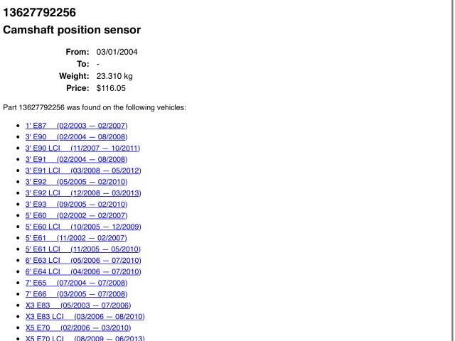 bontott BMW 1 Vezérműtengely Fordulatszám Jeladó