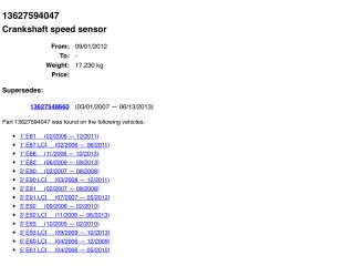 bontott BMW 1 Főtengely Fordulatszám Jeladó