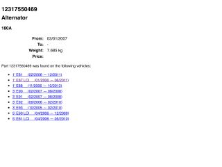 bontott BMW 1 Generátor