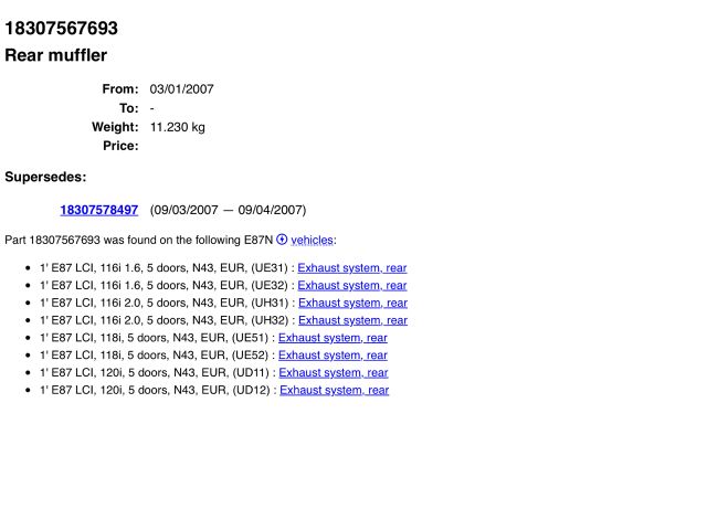 bontott BMW 1 Komplett Kipufogó Rendszer