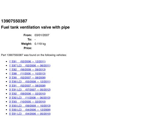 bontott BMW 1 Tankszellőztető Szelep