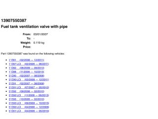 bontott BMW 1 Tankszellőztető Szelep