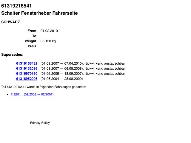 bontott BMW 1 Bal első Ablakemelő Kapcsoló