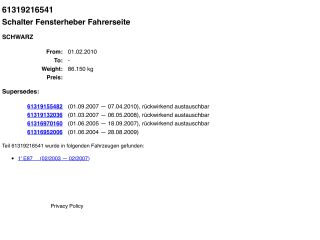 bontott BMW 1 Bal első Ablakemelő Kapcsoló