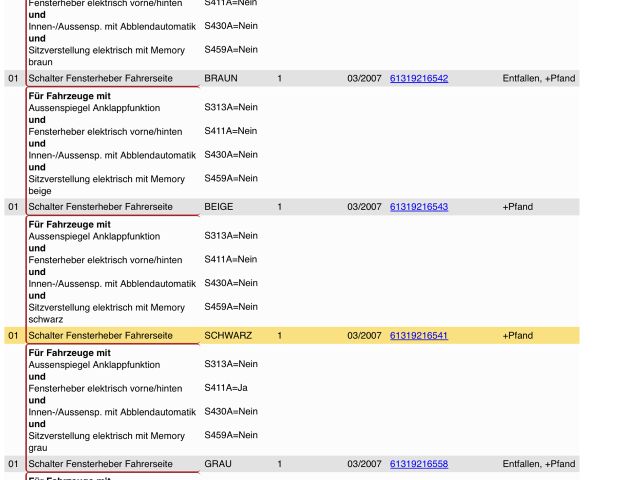 bontott BMW 1 Bal első Ablakemelő Kapcsoló